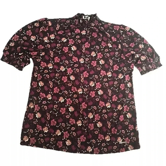 Women’s Anne Klein Mock Neck Short Sleeve Floral Blouse Size Small - Picture 3 of 5